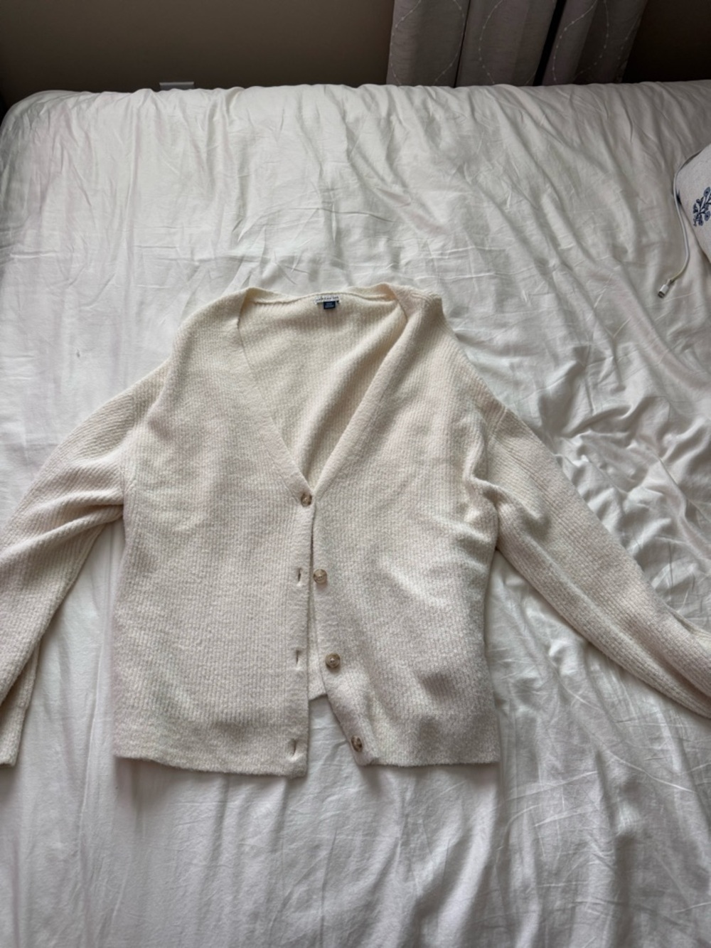 American Rag Cream Button Front V-Neck Cardigan - Picture 1 of 2